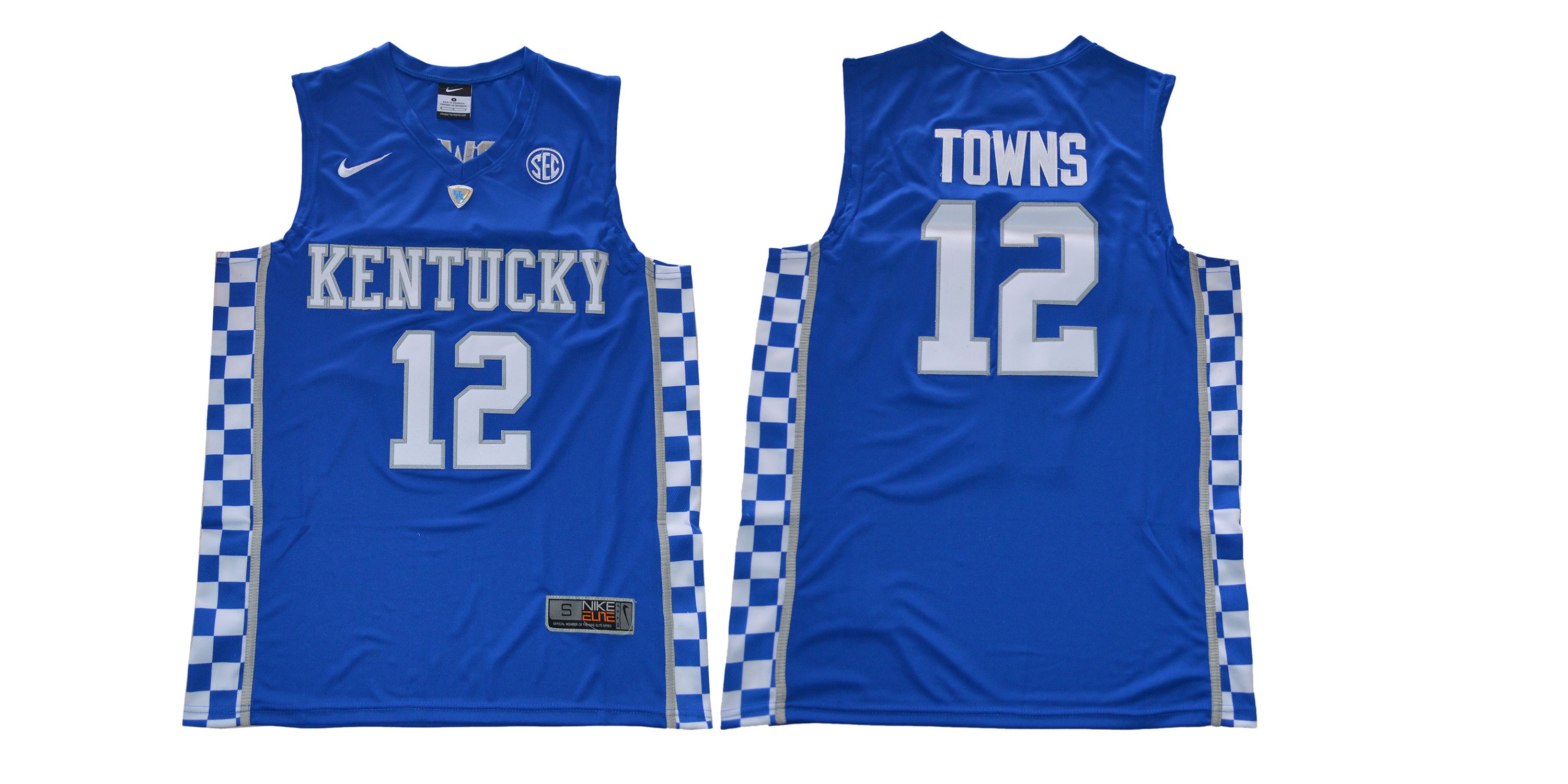 Men Kentucky Wildcats #12 Towns Blue NBA NCAA Jerseys->->NCAA Jersey
